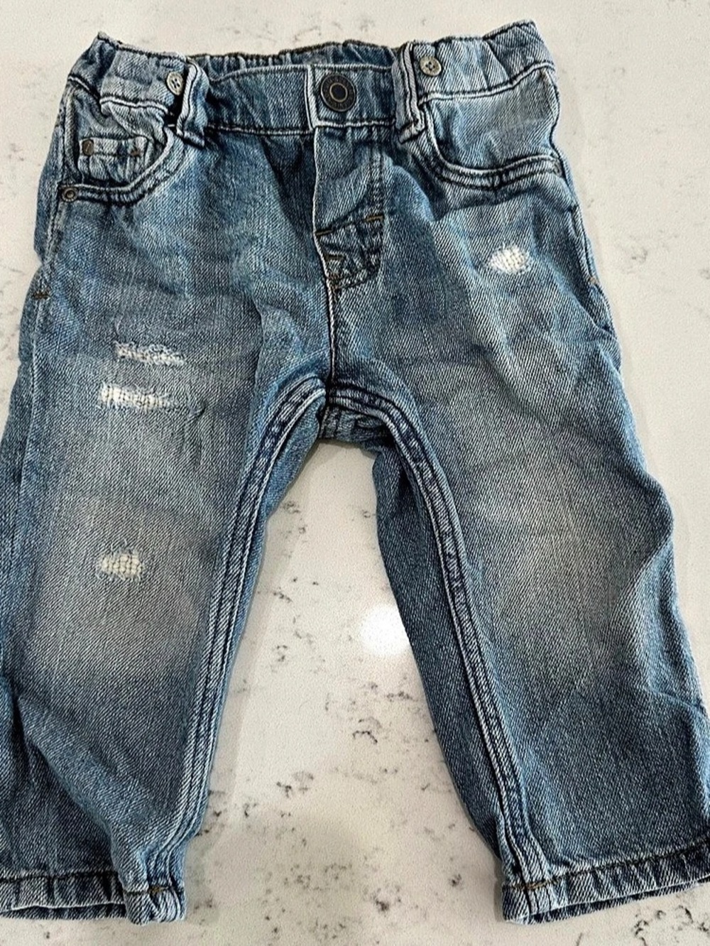 H&M Baby Boy Distressed Denim Jeans Blue 6-9M
